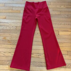Athleta Wide Leg Pants Large Salutation Stash Ribbed Flare Leggings Red